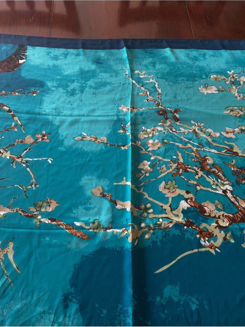 Teal Floral Silk Scarf - Women Bags Accessory